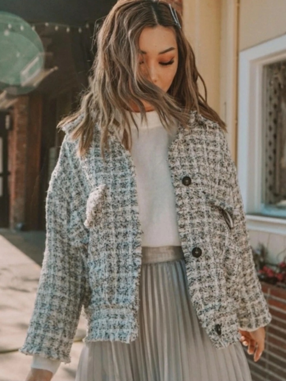 H&M Tweed Jacket | Fall Jacket Coat | Relaxed Fit Jacket |